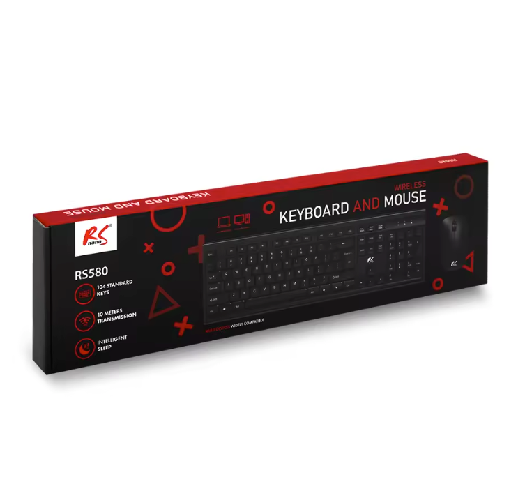 Draadloos Toetsenbord en Muis Set – QWERTY met Numeriek Toetsenblok, 2.4GHz Plug en Play