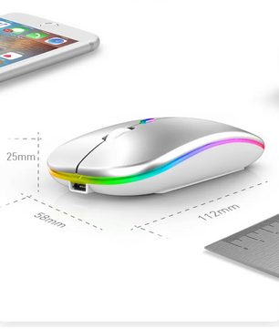 Draadloze Oplaadbare Muis – Stil, Bluetooth en 2.4GHz Dual Mode met LED Verlichting