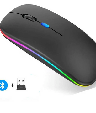 Draadloze Oplaadbare Muis – Stil, Bluetooth en 2.4GHz Dual Mode met LED Verlichting