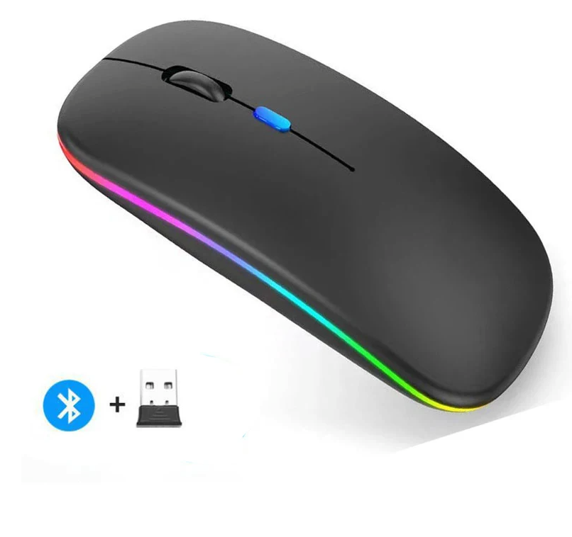 Draadloze Oplaadbare Muis – Stil, Bluetooth en 2.4GHz Dual Mode met LED Verlichting