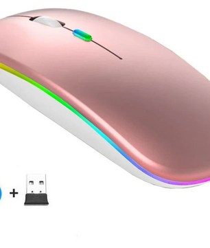 Draadloze Oplaadbare Muis – Stil, Bluetooth en 2.4GHz Dual Mode met LED Verlichting