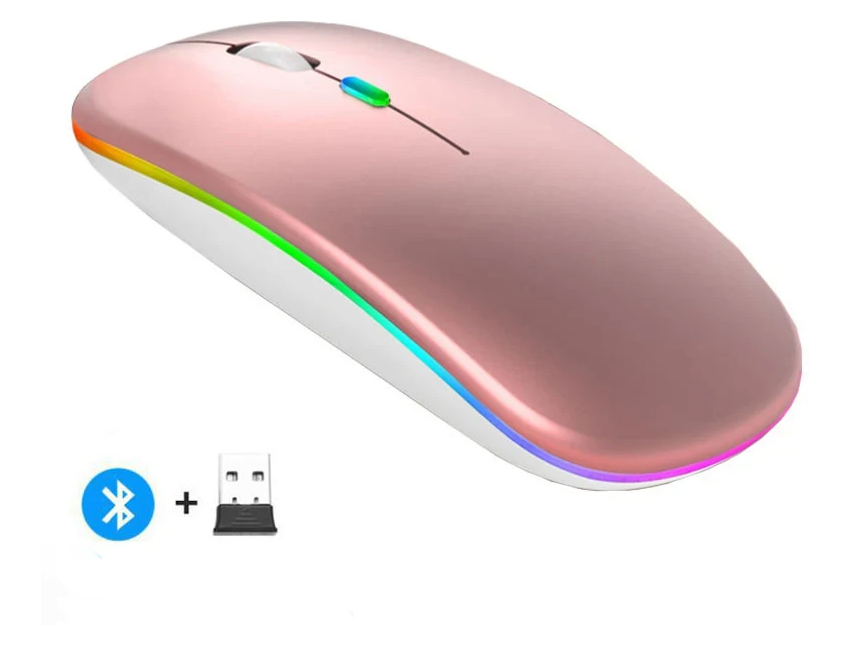 Draadloze Oplaadbare Muis – Stil, Bluetooth en 2.4GHz Dual Mode met LED Verlichting