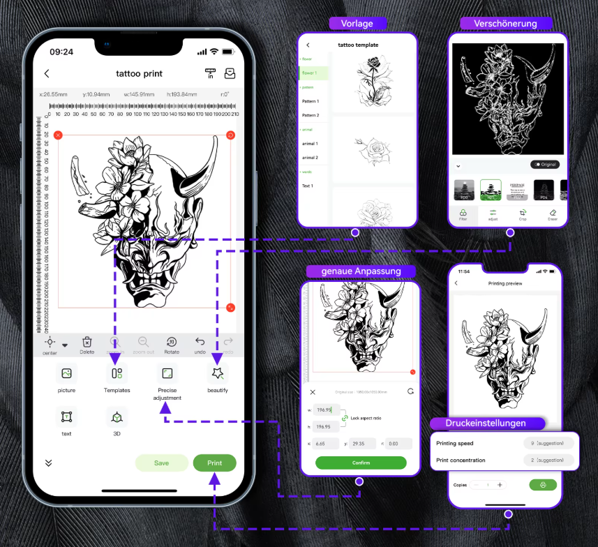 Draadloze Tattoo Stencil Printer – Thermisch en Bluetooth