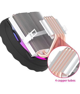 RGB CPU Luchtkoeler met 4 Heatpipes – Stille Koeling en PWM Ventilator