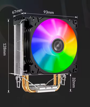RGB CPU Tower Koeler – 2 Heatpipes en Stille 92mm Fan