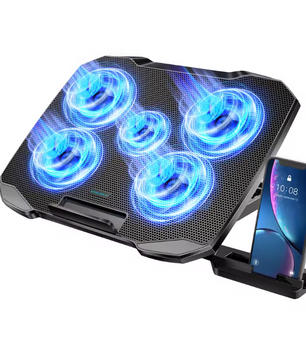 Laptop Koelpad met 5 Fans – Verstelbare en Stille Notebook Stand