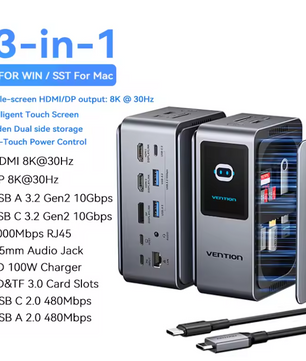 13-in-1 USB-C Docking Station – 8K Hub met Multi-Monitor, Ethernet en Snellaadfunctie