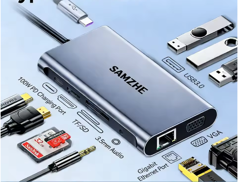 10-in-1 USB-C Hub – 4K HDMI, Ethernet, USB 3.0 en 100W Power Delivery