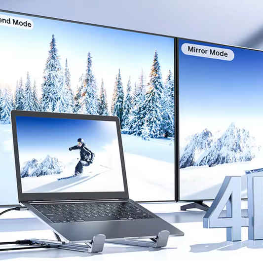 8-in-1 Laptop Standaard met USB-C Hub – Verstelbaar, 4K HDMI en Snellaadfunctie