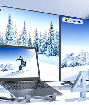 8-in-1 Laptop Standaard met USB-C Hub – Verstelbaar, 4K HDMI en Snellaadfunctie