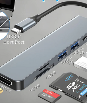 6-in-1 USB-C Hub – 4K HDMI, SD/TF Kaartlezer en Power Delivery Adapter