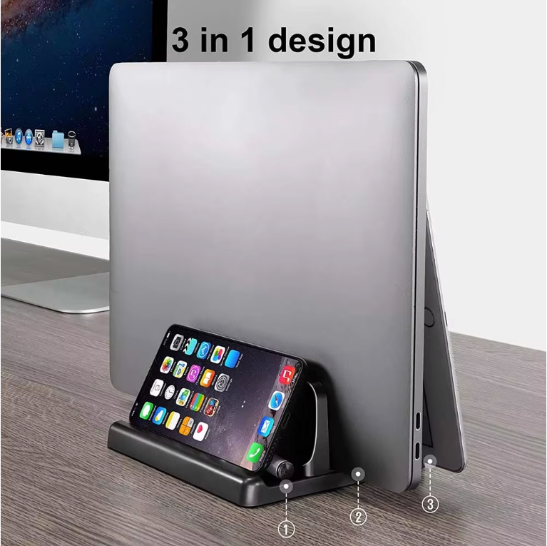 Verticale Laptop Standaard – Bureau Organizer met Verstelbare Sleuven