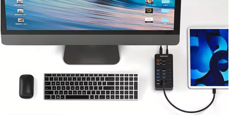 14-in-1 USB Hub met Voeding – USB 3.0/2.0 Data Hub met Individuele Schakelaars en LED
