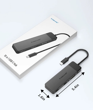 10-in-1 USB-C Hub – Dual HDMI 4K, VGA, USB 3.0 en 100W Power Delivery
