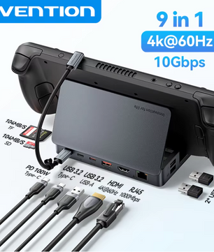 9-in-1 USB-C Docking Station – 4K HDMI, Ethernet, USB 3.2 en SD/TF Hub
