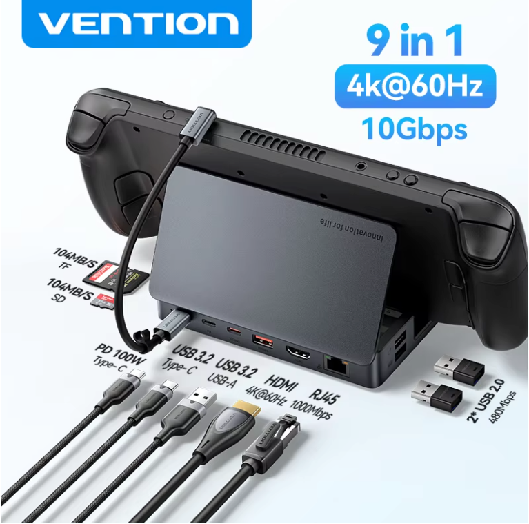 9-in-1 USB-C Docking Station – 4K HDMI, Ethernet, USB 3.2 en SD/TF Hub
