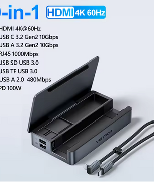 9-in-1 USB-C Docking Station – 4K HDMI, Ethernet, USB 3.2 en SD/TF Hub