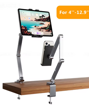 Verstelbare Tablet Houder met Klem – 360° Draaibare Stand voor Bureau en Bed