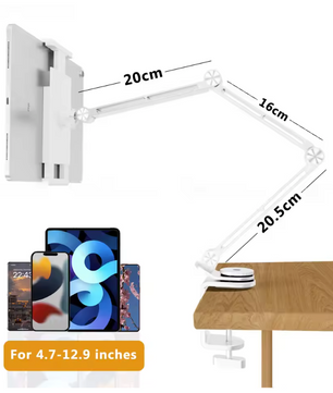 Verstelbare Tablet Houder met Klem – 360° Draaibare Stand voor Bureau en Bed