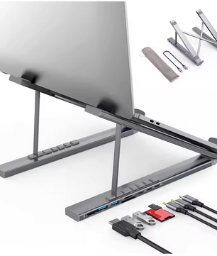 8-in-1 USB-C Docking Station met Laptop Standaard – 4K HDMI, PD 100W en Kaartlezer