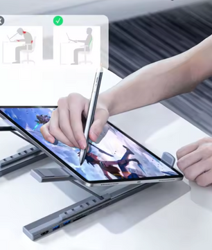 8-in-1 USB-C Docking Station met Laptop Standaard – 4K HDMI, PD 100W en Kaartlezer