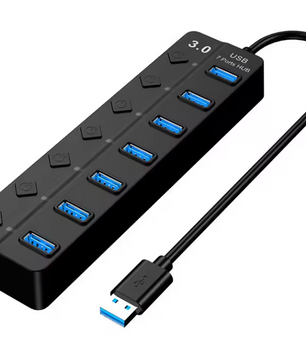 USB Hub 4/7 Poorten – USB 3.0/2.0 Splitter met Schakelaars en LED