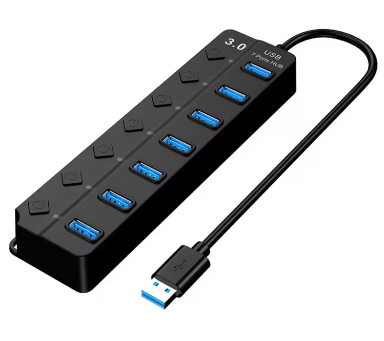 USB Hub 4/7 Poorten – USB 3.0/2.0 Splitter met Schakelaars en LED
