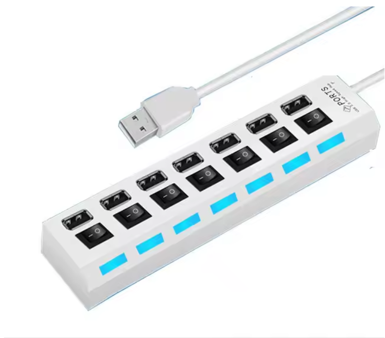 USB Hub 4/7 Poorten – USB 3.0/2.0 Splitter met Schakelaars en LED