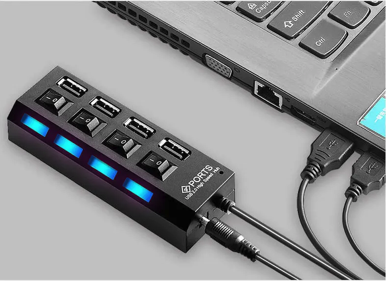 USB Hub 4/7 Poorten – USB 3.0/2.0 Splitter met Schakelaars en LED