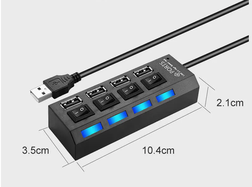 USB Hub 4/7 Poorten – USB 3.0/2.0 Splitter met Schakelaars en LED
