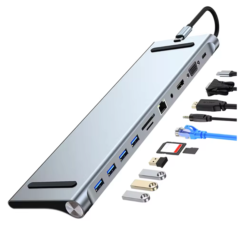 11-in-1 USB-C Docking Station – 4K HDMI, VGA, Ethernet en 100W Power Delivery