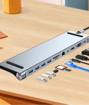 11-in-1 USB-C Docking Station – 4K HDMI, VGA, Ethernet en 100W Power Delivery