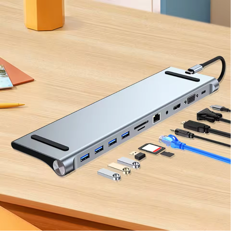 11-in-1 USB-C Docking Station – 4K HDMI, VGA, Ethernet en 100W Power Delivery