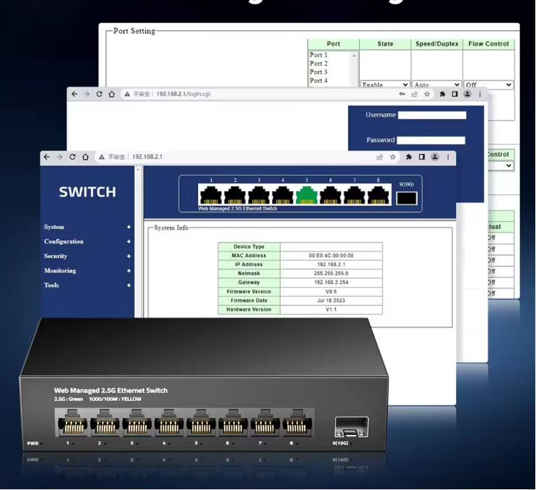 2.5G Managed Switch – 8 Poorten + 10G SFP Uplink met VLAN en QoS