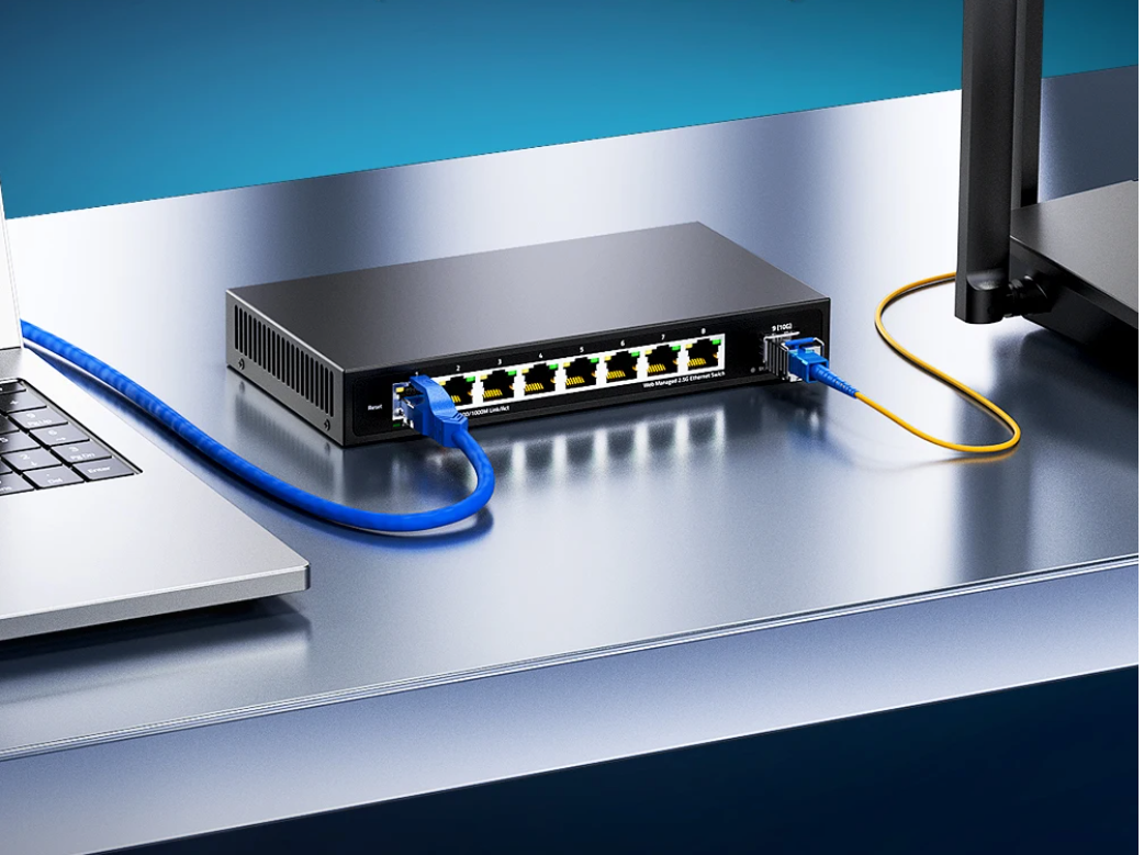 2.5G Managed Switch – 8 Poorten + 10G SFP Uplink met VLAN en QoS