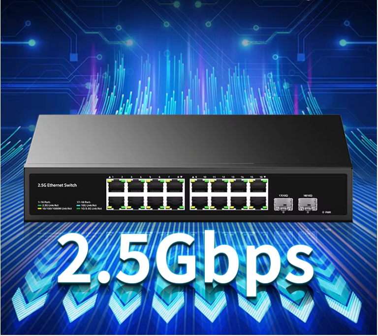 2.5G Netwerk Switch 16 Poorten – 10G SFP+ Uplink, High-Speed 120G Bandbreedte