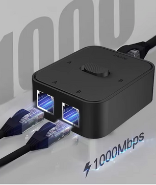 Gigabit Netwerk Splitter 2 Poorten – RJ45 Switch 1000Mbps zonder Stroom