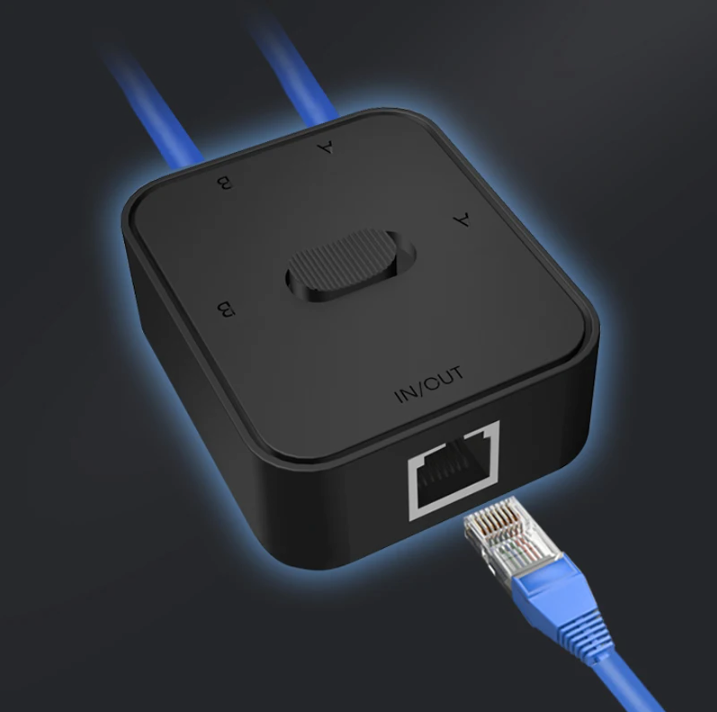 Gigabit Netwerk Splitter 2 Poorten – Handmatige RJ45 Switch zonder Stroom