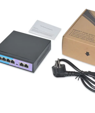 4 Poorts PoE Switch – 100Mbps Netwerk Switch met 250m Bereik, Plug en Play