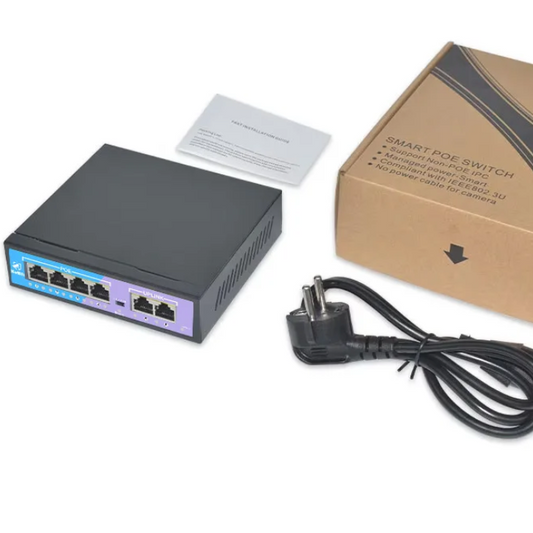 4 Poorts PoE Switch – 100Mbps Netwerk Switch met 250m Bereik, Plug en Play