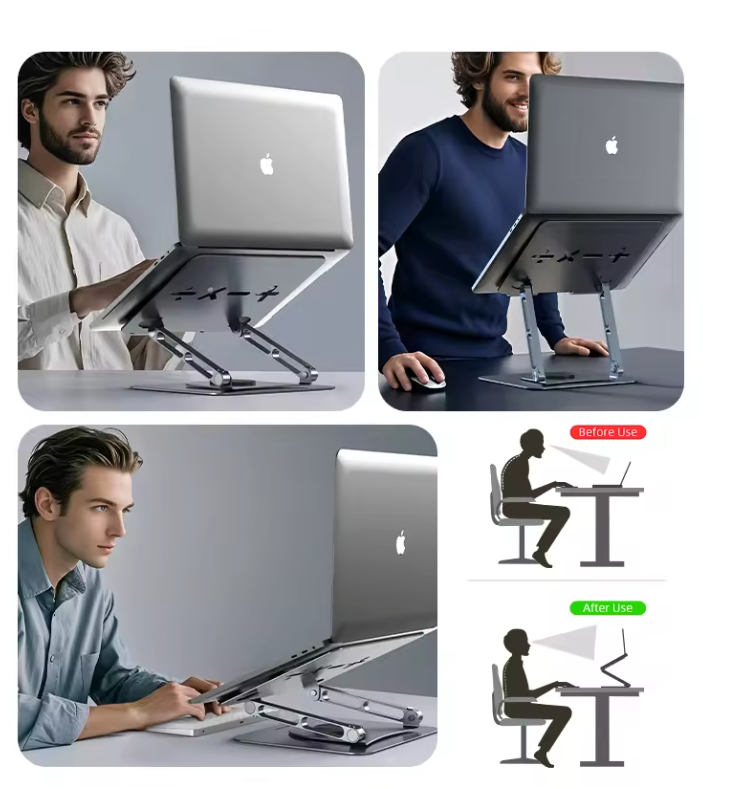 Verstelbare Laptop Standaard 360° – Aluminium Draaibare Laptop Houder voor Bureau