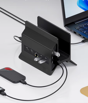 11-in-1 USB-C Docking Station met 2x HDMI 4K – Verticale Laptop Stand met Ethernet en Snellaadfunctie