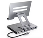 9-in-1 USB-C Hub met Tablet Standaard – 4K HDMI, 100W PD, SD/TF en 360° Draaibaar