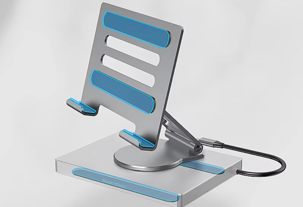 9-in-1 USB-C Hub met Tablet Standaard – 4K HDMI, 100W PD, SD/TF en 360° Draaibaar