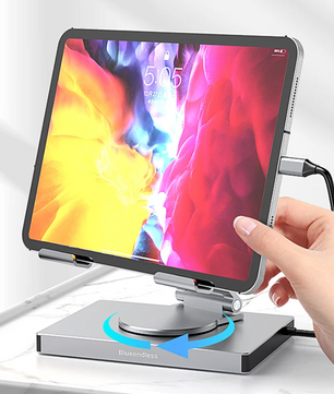 9-in-1 USB-C Hub met Tablet Standaard – 4K HDMI, 100W PD, SD/TF en 360° Draaibaar