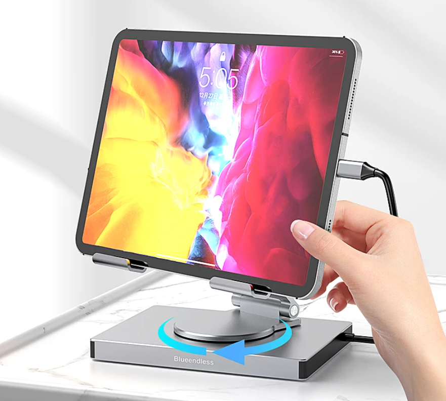 9-in-1 USB-C Hub met Tablet Standaard – 4K HDMI, 100W PD, SD/TF en 360° Draaibaar