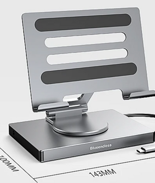 9-in-1 USB-C Hub met Tablet Standaard – 4K HDMI, 100W PD, SD/TF en 360° Draaibaar