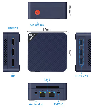 Mini PC met Intel N150 Processor – 12GB DDR5, 512GB SSD, Windows 11 Pro en 4K Triple Display