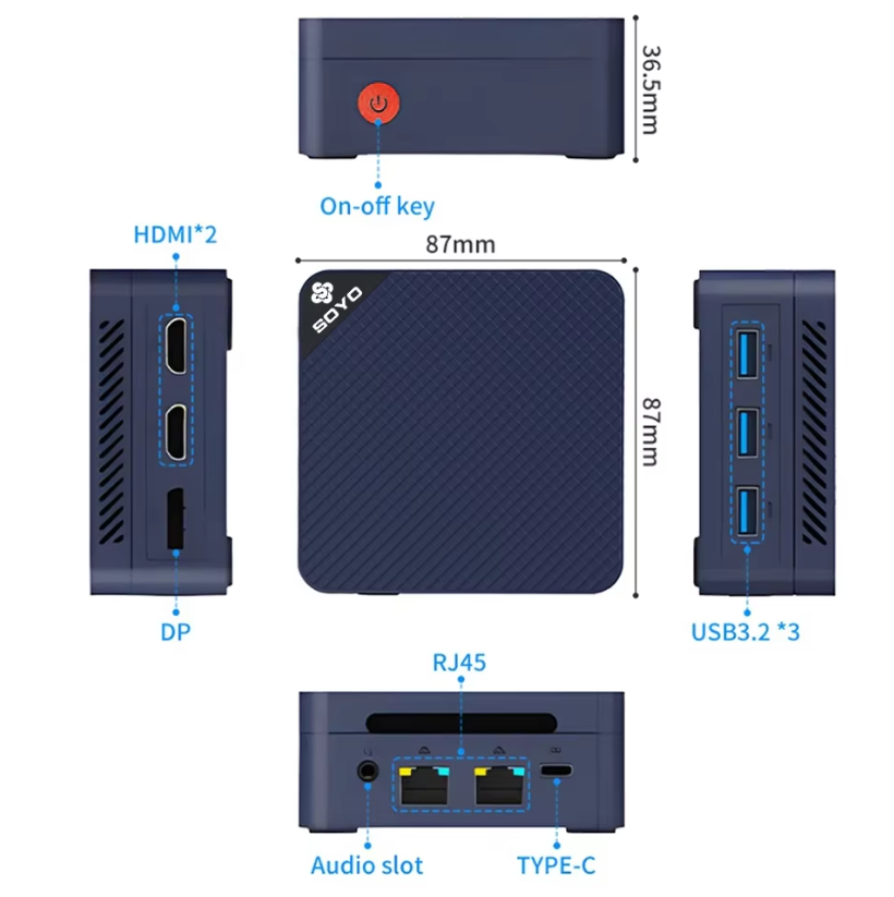 Mini PC met Intel N150 Processor – 12GB DDR5, 512GB SSD, Windows 11 Pro en 4K Triple Display