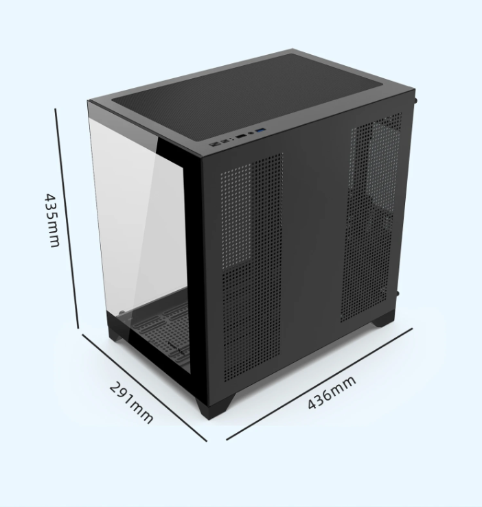 ATX Gaming PC Behuizing met Dubbel Glas – 360mm Waterkoeling Support en High-Airflow Design